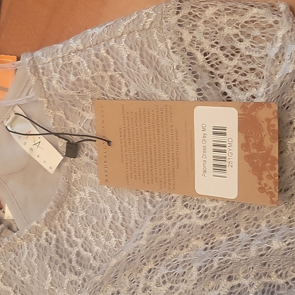Aria Handmade Paloma Dress Size Medium pale gray NWT